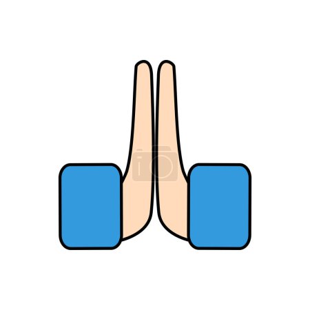 Téléchargez les illustrations : Vecteur main prier geste dans le style dessin animé illustration vectorielle pour les médias sociaux - en licence libre de droit