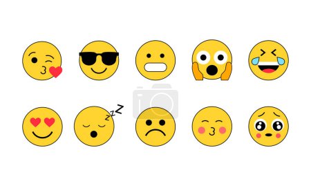 Vektor gemischte Emojis auf weißem Hintergrund