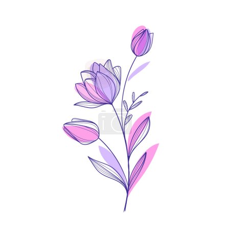 Vektor von Hand gezeichnet flaches Design einfache Blume Umriss
