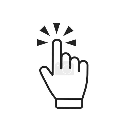 Vektor-Handklick-Symbol im trendigen Outline-Design. Vektorgrafische Illustration. Klicken Sie auf Symbol für Website-Design