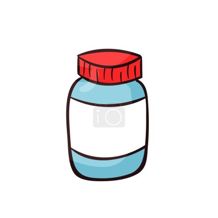 Vektor-Flasche Pillen-Symbol im Cartoon-Stil isoliert auf weißem Hintergrund Medizin-Symbol