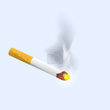 Vector cigarrillo humo oscuro sobre fondo blanco