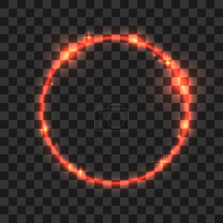 Foto de Forma de círculo de efecto de luz vectorial sobre un fondo negro. círculo de neón brillante de oro con polvo luminoso estrella - Imagen libre de derechos