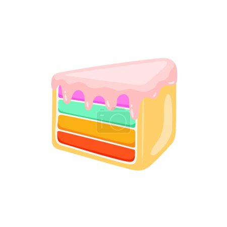 Illustration for Vector tasty cake slices with frosting and cream - Royalty Free Image