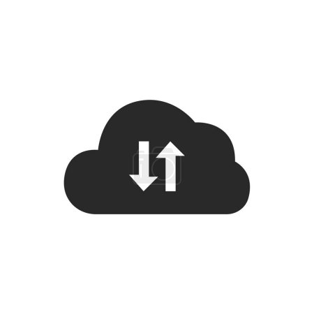 Vektorhandgezeichnetes Wolkensymbol mit verkehrter Pfeilabbildung
