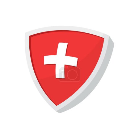 Vector isolated medical shield protection symbol with cross