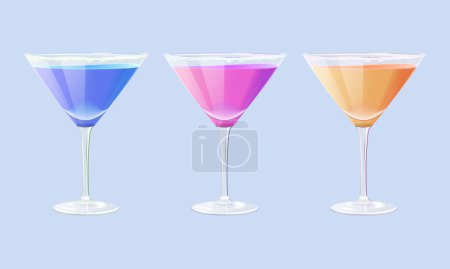 Vector glass of cosmopolitan cocktail on white. color illustration summer alcohol drink