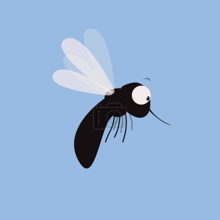 Vector angry mosquito cartoon on blue background