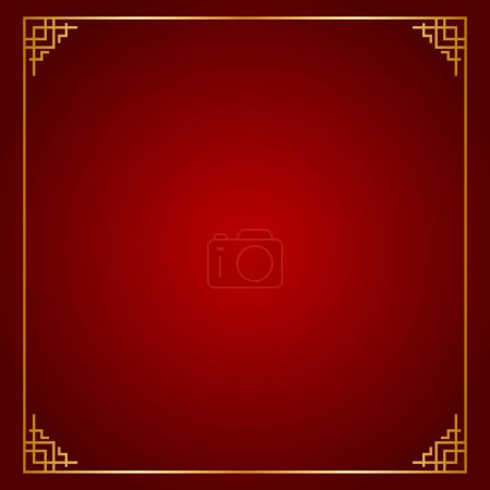 Téléchargez les photos : Vecteur oriental bordure chinoise ornement sur fond rouge - en image libre de droit