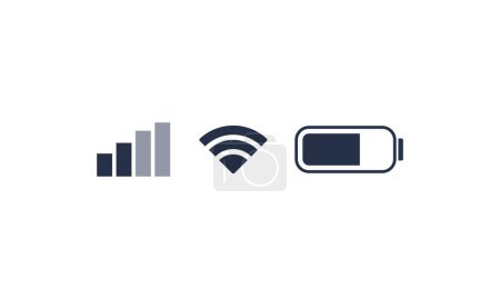 Señal móvil del teléfono vectorial. wifi y barra de estado móvil icono de conexión baterías GSM nivel fotos