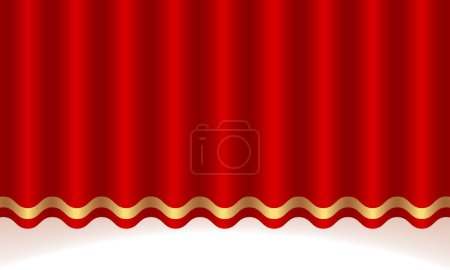Vector red silk curtain background