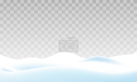 Téléchargez les illustrations : Vecteur d'un paysage hivernal avec des dérives de neige. 3d fond de neige réaliste. dérives de neige isolées sur transparent - en licence libre de droit