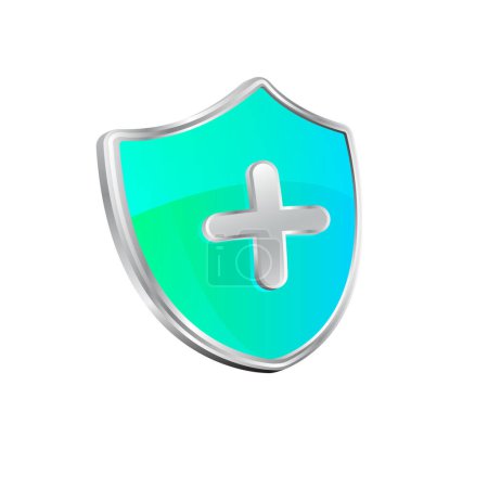 Vector medical shield protection symbol with cross sign