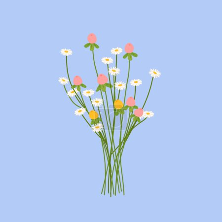 Illustration for Vector beautiful bouquet of flowers in a flat style illustration of colorful summer vector flowers - Royalty Free Image