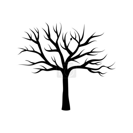 Vektorale Silhouetten toter Bäume. Sterbende schwarze Gruselbäume Wald Illustration. natürliches Sterben alter Baum