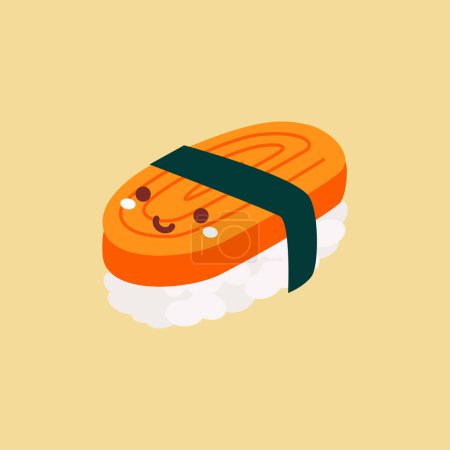 Vector cute sushi salmon cartoon vector icon illustration. food character icon concept. flat cartoon style