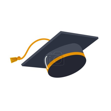 Vector flying graduation caps on white background