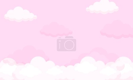 Illustration for Vector pink color sky background with clouds design - Royalty Free Image
