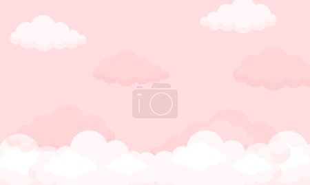 Vector pink color sky background with clouds design