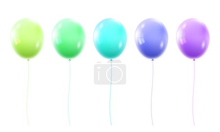 Vektor-Set realistischer fliegender Heliumballons auf weißem Hintergrund