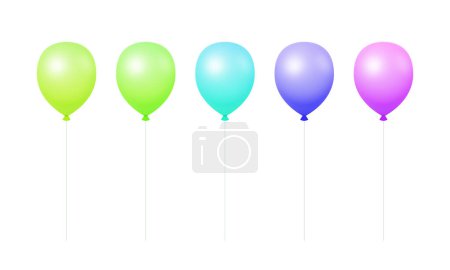 Vektor-Set realistischer fliegender Heliumballons auf weißem Hintergrund