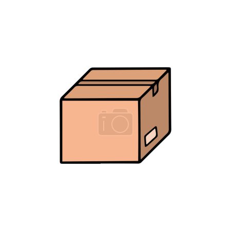 Vector cardboard box hand drawing illustration