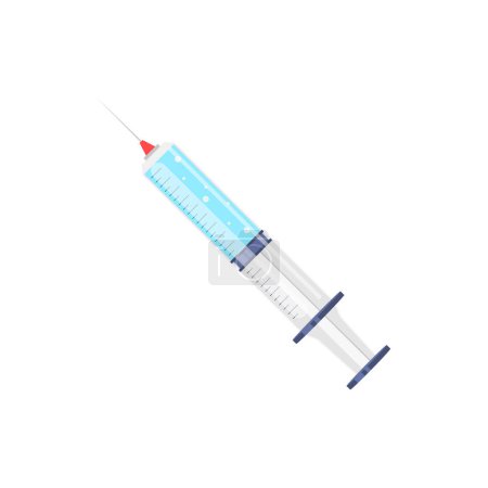 Vecteur icône seringue médicale en plastique avec aiguille, piston, balance, médicament