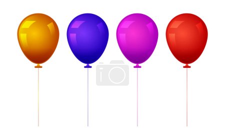 Vektor bunte fliegende Ballons in einer Reihe
