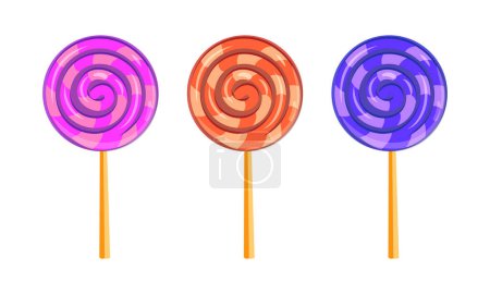 Illustration for Vector realistic colorful lollipops on white background - Royalty Free Image