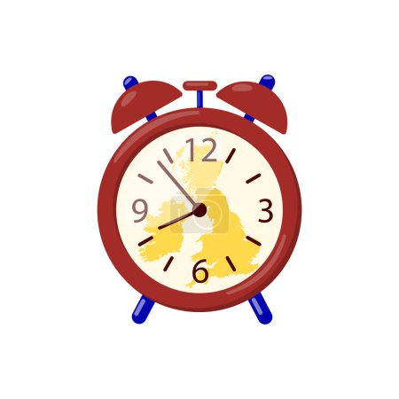 Vector illustration of an red alarm clock. concept of time