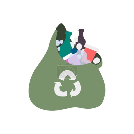 vector many piles of trash with plastic bags and bottles illustration