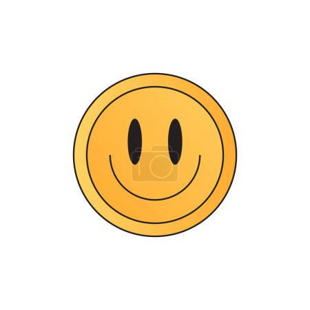 Vector a yellow smiley face with black eyes and a black line around the middle
