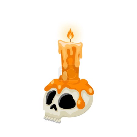 Burning candle on the skull - magical composition
