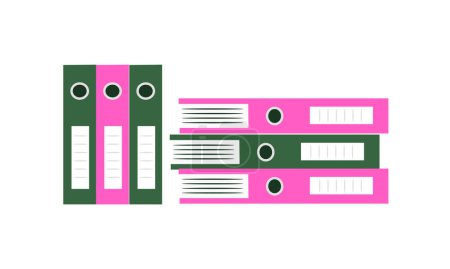 Liants à anneaux pour documents vectoriels. dossiers colorés sur les étagères. organiser le fichier. concept de paperasserie