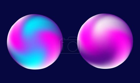 Set vector gradient colorful sphere in trendy style set moden fluid shape for banner template web