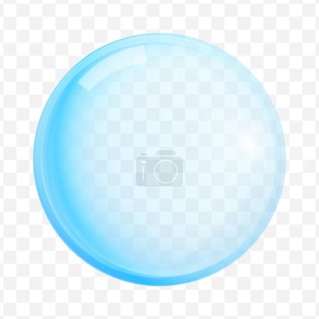 Téléchargez les illustrations : Verre ou boule de sphère en verre transparent bleu vectoriel, bulle brillante brillant - en licence libre de droit