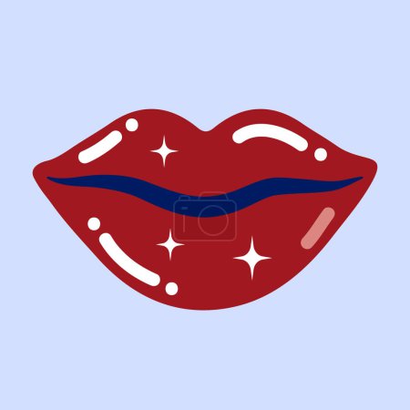 vector flat lip beautiful stickers