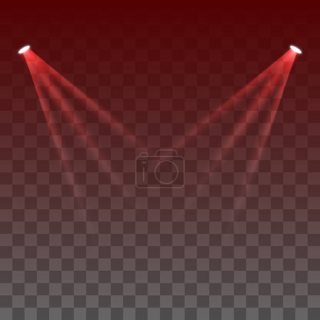 vector light beams from spotlights and flashes isolated on transparent background