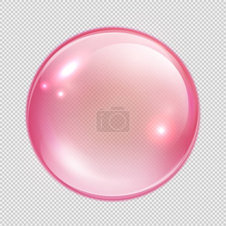 vector pink transparent glass sphere glass or ball, shiny bubble glossy