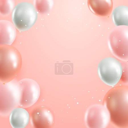 Vector red background with balloons and shine around in vector illustration