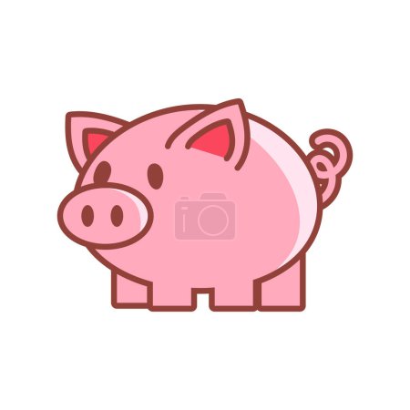 Téléchargez les illustrations : Vecteur mignon porc dessin animé personnage design - en licence libre de droit