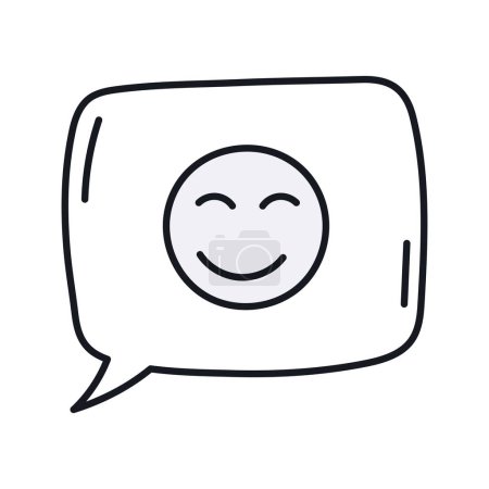 Téléchargez les illustrations : Nuage de dialogue vectoriel avec sourire smiley gribouillis linéaire livre de coloriage de dessin animé - en licence libre de droit