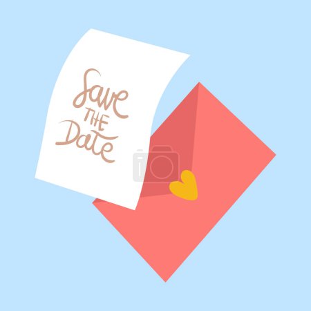 Vector romántica declaración de amor carta postal sobre abierto con elemento de diseño del corazón
