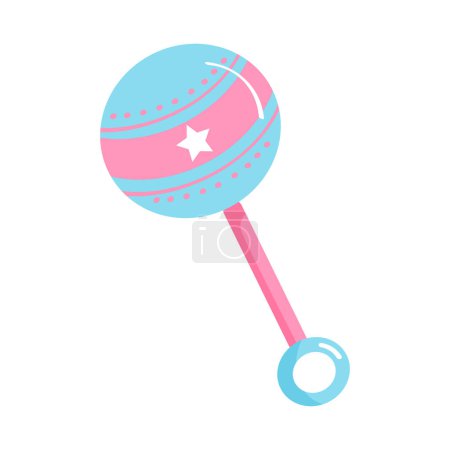 vector blue baby rattle on white background