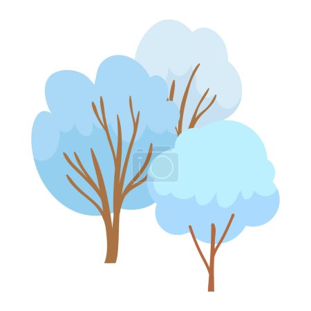 Vector winter tree with snow on branches in flat style