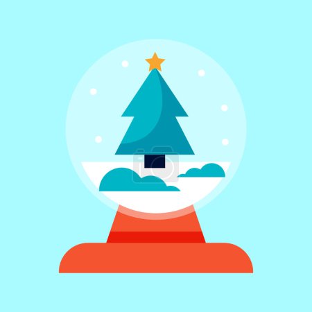 vector christmas snowball globe on blue background