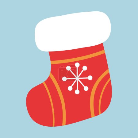 Vector Winterschuhe, Socken, warm gestrickte kuschelige Schuhe. Weihnachtssocke als Geschenk