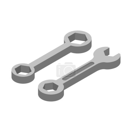 Steel spanners tools on white background