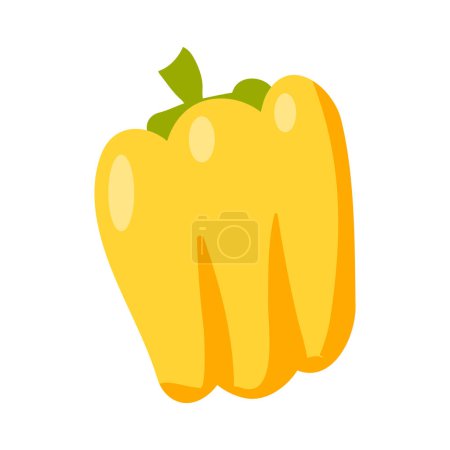Vector cute yellow pepper isolated on white background flat vector illustration