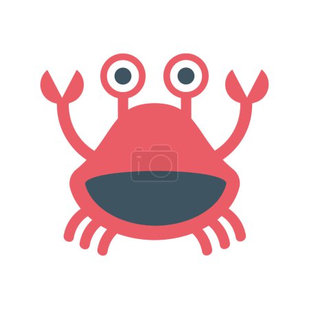 Vecteur drôle de dessin animé crabe. doodle clipart plat